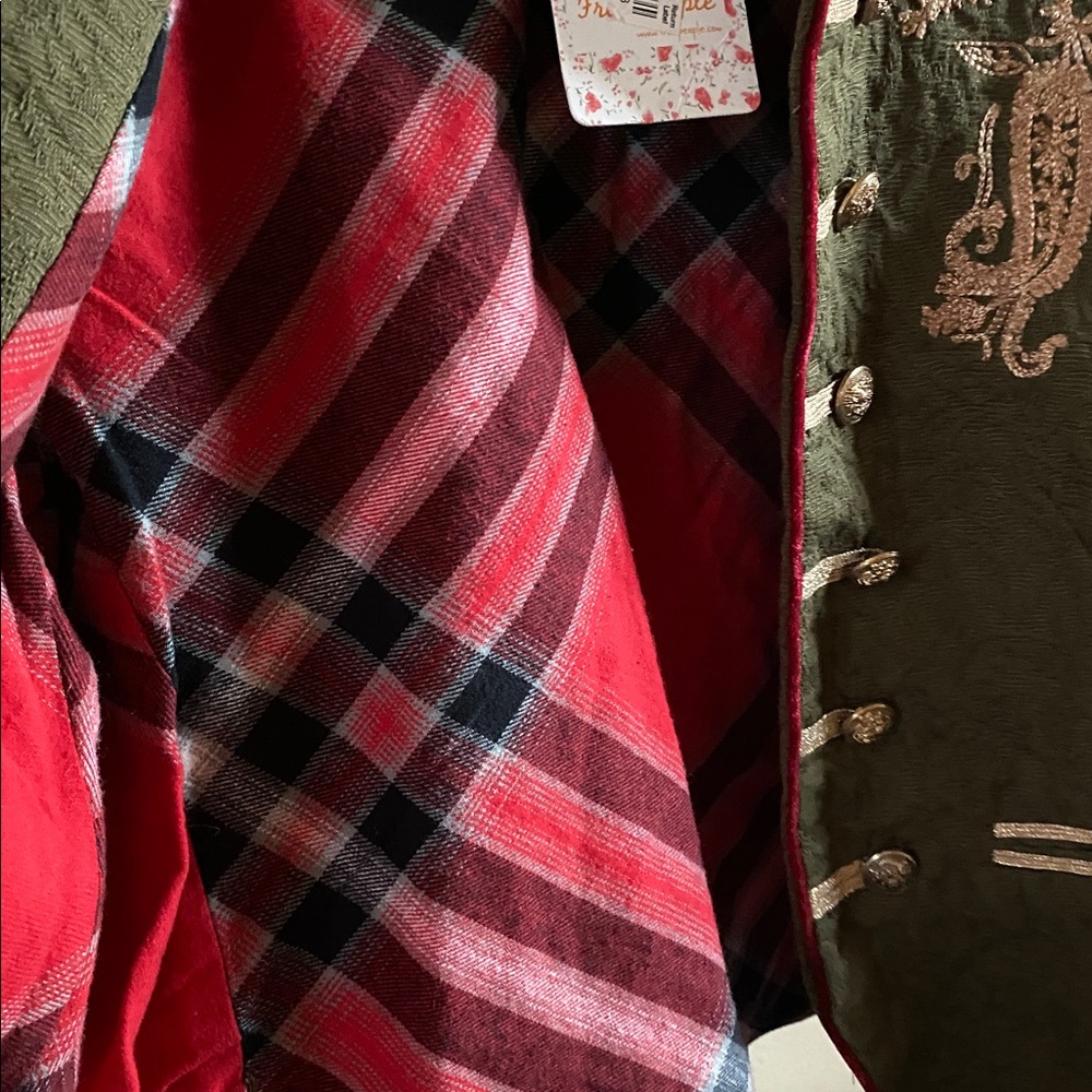 Free People Lauren Band Jacket Military Embroidered Gold Open Front - Picture 9 of 9